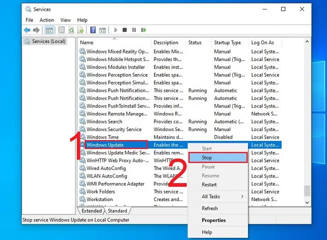 Tắt Windows Update
