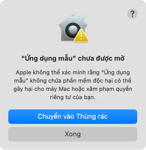 Cảnh Báo Cho Biết Apple Không Thể Xác Minh Rằng Ứng Dụng Không Có Phần Mềm Độc Hại.