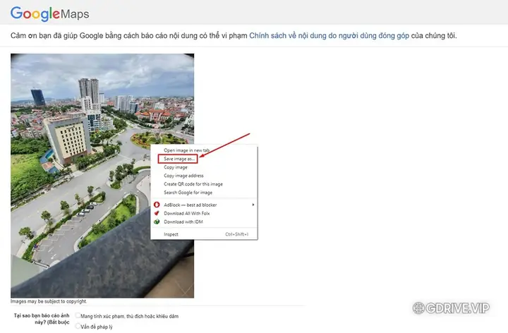 Cách 2: Tải Ảnh Từ Google Map Về Máy Tính Bằng Cách Report