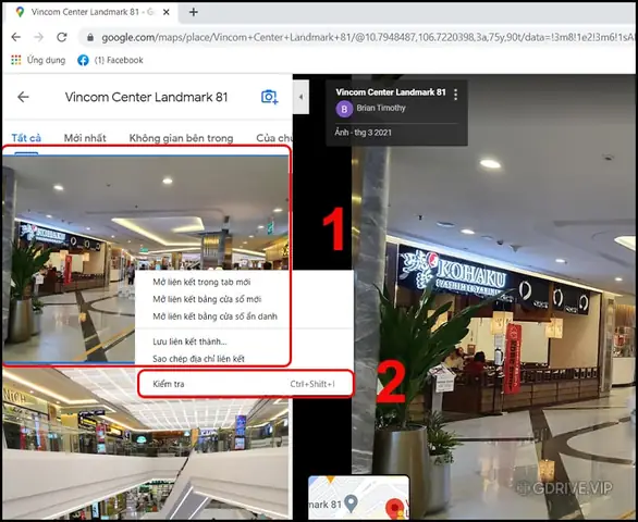 Cách 3: Tải Ảnh Từ Google Map Về Máy Tính Bằng Cách Check Sources