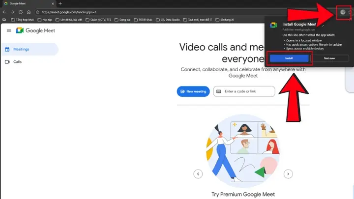 Cài Đặt Trực Tiếp Từ Thanh Địa Chỉ Trình Duyệt (chrome/edge) - Google Meet Pwa (progressive Web App)