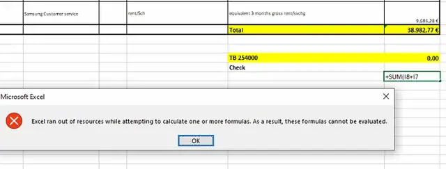 R/excel - Lỗi: "excel Hết Tài Nguyên Khi Cố Gắng Tính Toán"