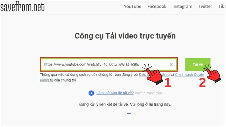 Dùng Savefrom.net