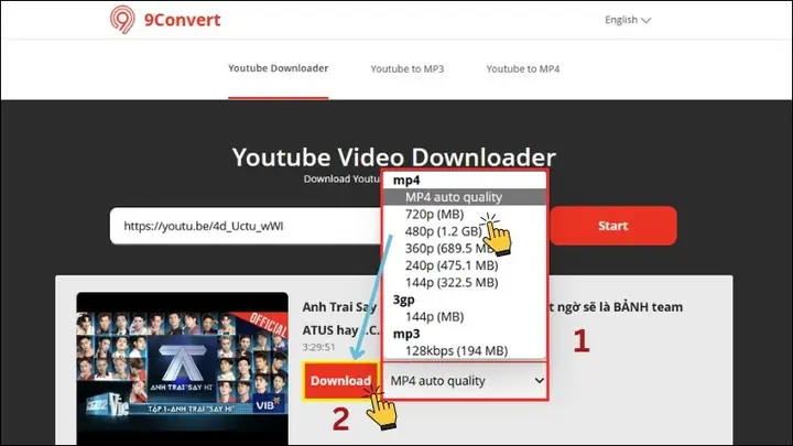 Dùng 9convert.com