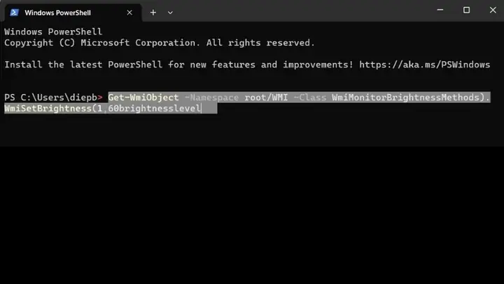 Điều Chỉnh Độ Sáng Bằng Powershell