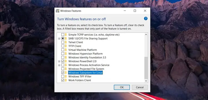 Tắt Windows Subsystem For Linux