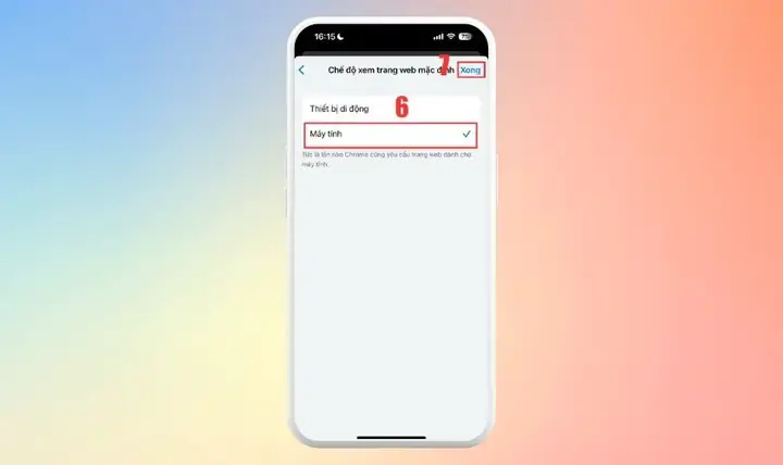 Bước 3: Chọn Chế Độ Xem Trang Web Mặc Định, Sau Đó Chọn Máy Tính
