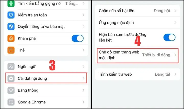 Bước 2: Vào Cài Đặt, Chọn Cài Đặt Nội Dung