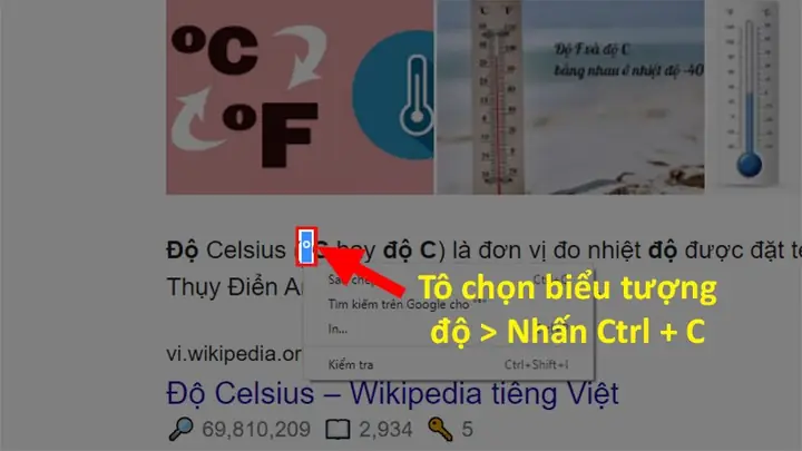 Copy Ký Tự Độ C Và Dán Vào Word