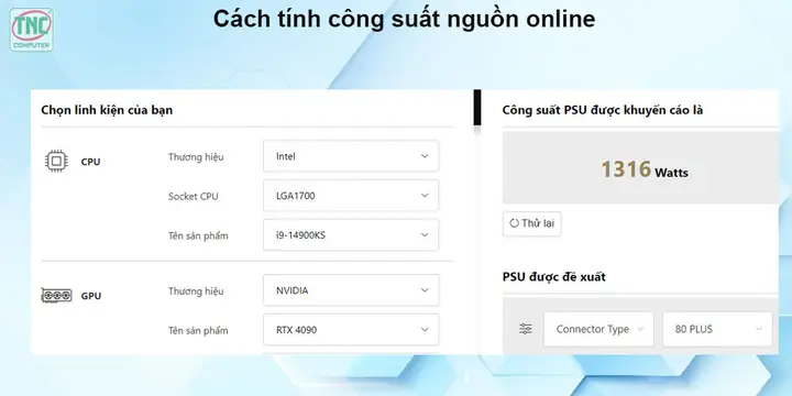 Cách Tính Công Suất Nguồn Online