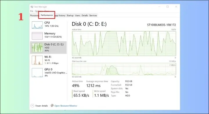 Xem Cấu Hình Máy Tính Qua Task Manager