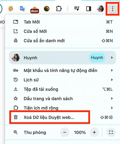2. Cách Xóa Bộ Nhớ Đệm Chrome 2. Cách Xóa Bộ Nhớ Đệm Chrome