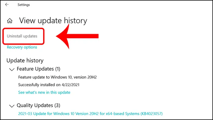 Gỡ Bỏ Cài Đặt Cập Nhật Windows 10 Thông Qua Windows Settings