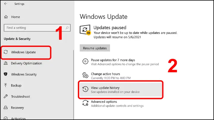 Gỡ Bỏ Cài Đặt Cập Nhật Windows 10 Thông Qua Windows Settings