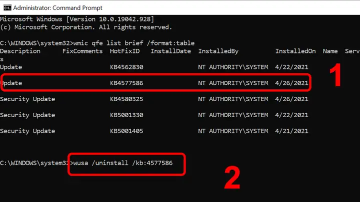 Gỡ Update Windows 10 Bằng Command Prompt