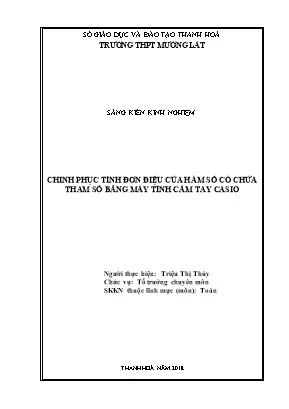 Skkn Chinh Phục Tính Đơn Điệu Của Hàm Số Có Chứa Tham Số Bằng Máy Tính Cầm Tay Casio