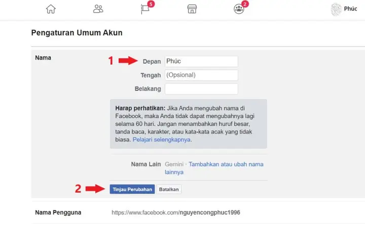 Hướng Dẫn Cách Đổi Tên Facebook Một Chữ Trên Máy Tính