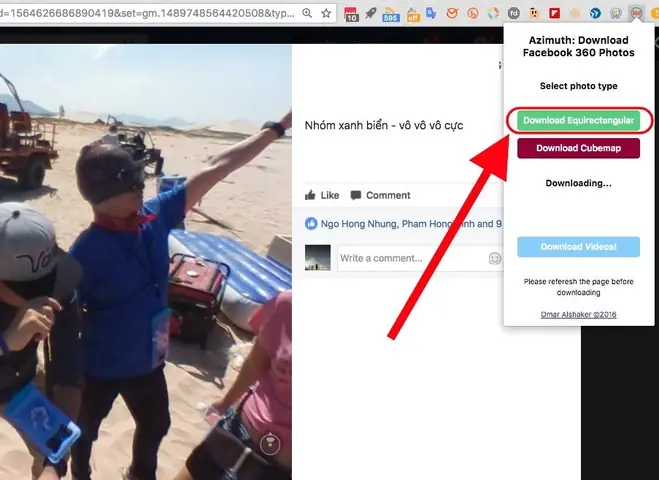 Tải Ảnh 360 Bằng Azimuth: Download Facebook 360° Photos