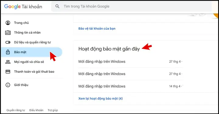 Bảo Mật Và Thường Xuyên Kiểm Tra Tài Khoản Google
