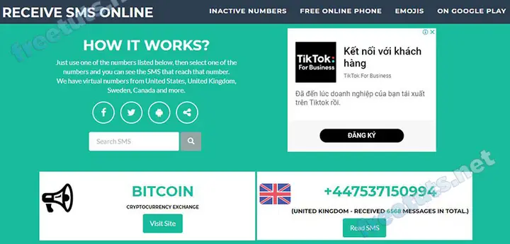 Tạo Số Điện Thoại Ảo Với Receive Sms Online