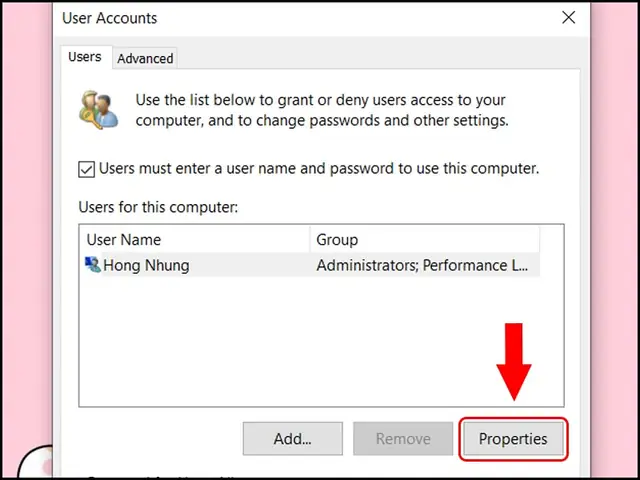 Cách 1: Đổi Tên Trong Hộp Thoại User Accounts