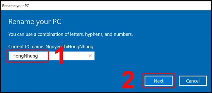 Cách 2: Đổi Tên Trong Windows Settings