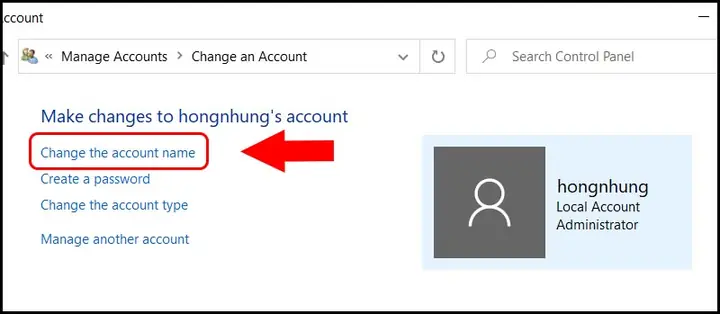 Cách 2: Đổi Tên Bằng Control Panel