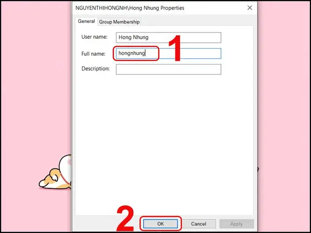 Cách 1: Đổi Tên Trong Hộp Thoại User Accounts