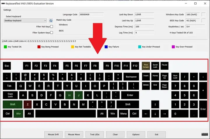 Phần Mềm Passmark Keyboardtest
