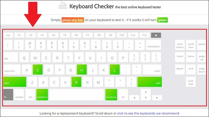 Trang Web Keyboard Checker