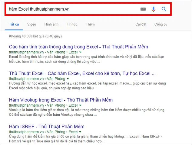 Tìm Kiếm Trong Một Trang Web Cụ Thể