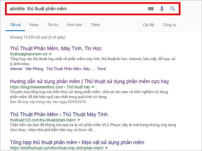 Tìm Từ Khóa Trong Tiêu Đề Trang