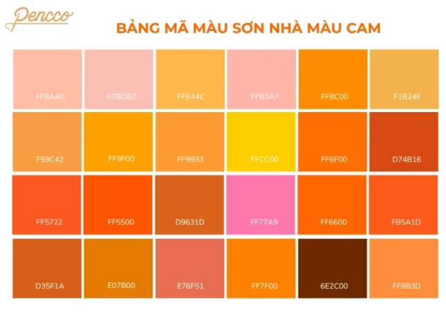 Bảng màu cam đất đa dạng sắc độ