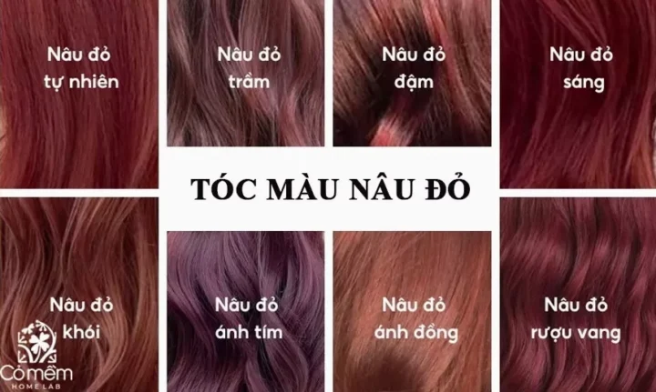 Nâu Đỏ Ánh Tím: Xu Hướng Tóc Mới Lạ & Quyến Rũ 2026 Cận cảnh mái tóc nâu đỏ ánh tím với các lọn tóc được tạo kiểu