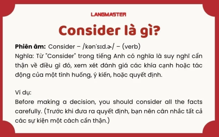 Considered là gì? Cấu trúc và cách dùng chi tiết nhất 2026 Cấu trúc Consider đi với giới từ