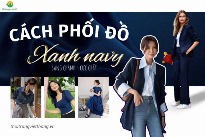 Cô gái diện áo màu xanh navy kết hợp phụ kiện màu vàng