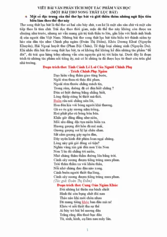 Tác phẩm tiêu biểu thể thơ Song Thất Lục Bát