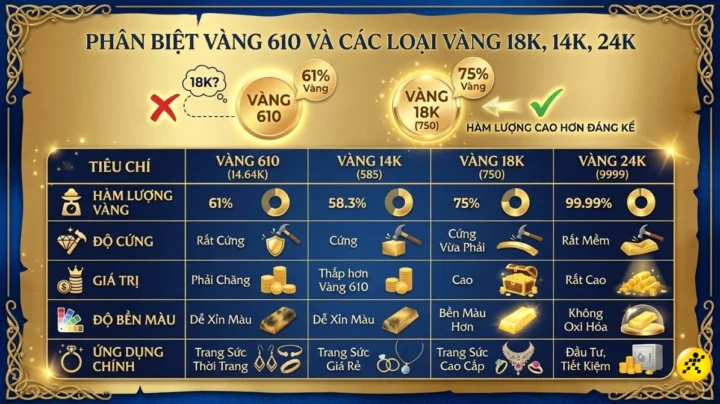 Vàng 610: Định nghĩa, đặc điểm và tiềm năng đầu tư năm 2026 Biểu đồ giá vàng